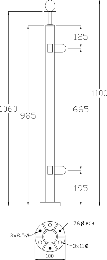 Pre-Assembled Corner Post CAD Drawing